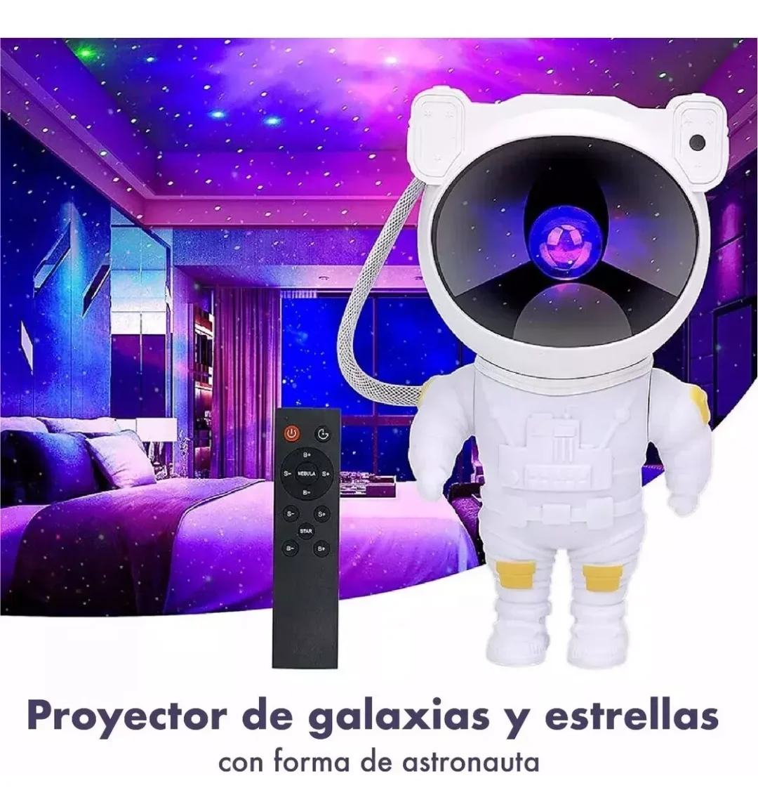 Lampara Astronauta Proyector De Noche Galaxia - Imagen 3