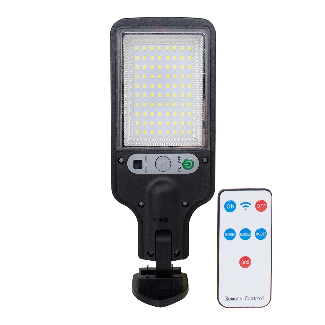 FOCO SOLAR 80 LEDS 65W CON CONTROL REMOTO NEGRO