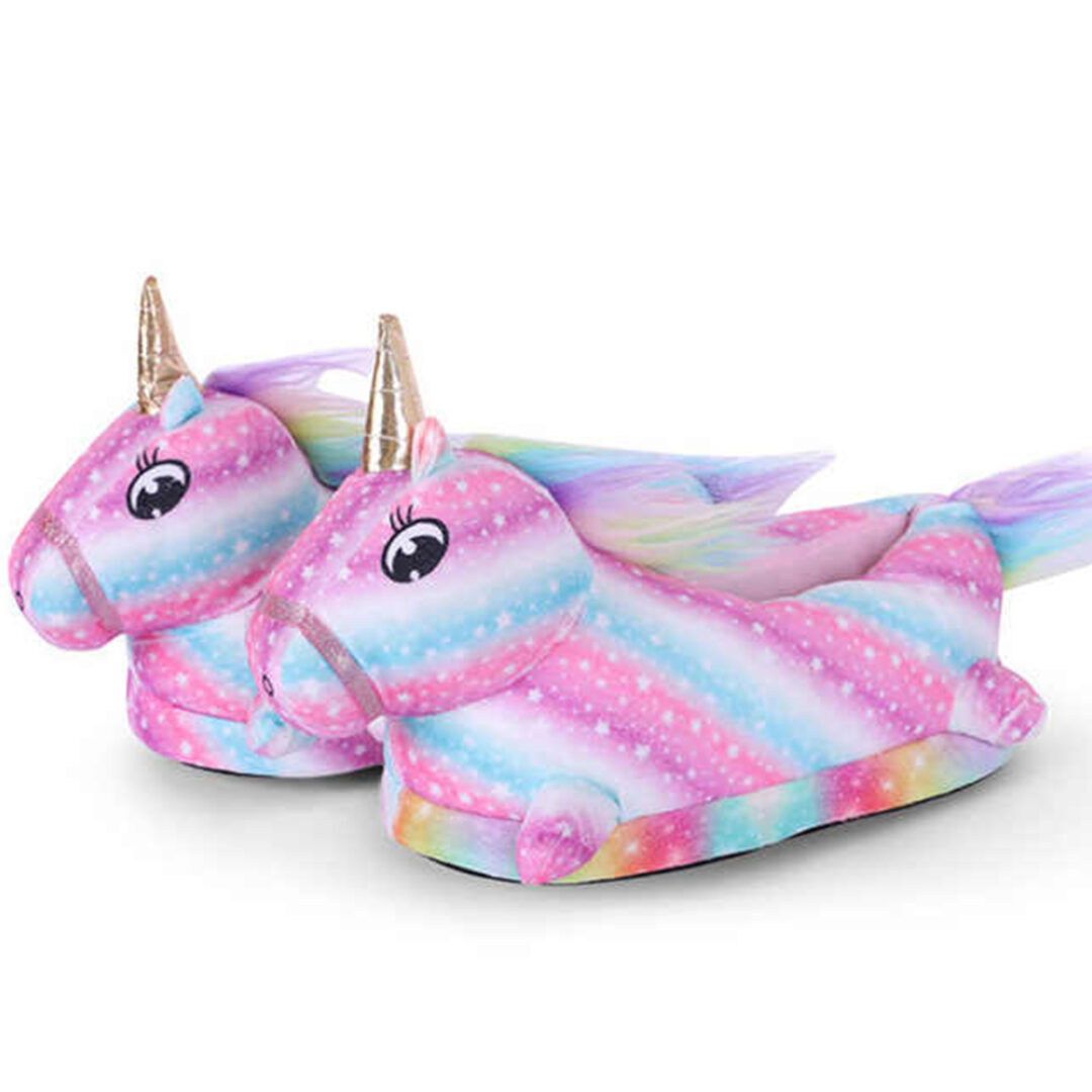 PANTUFLAS UNICORNIO RAYAS TALLE UNICO