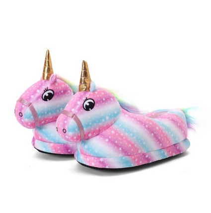 PANTUFLAS UNICORNIO RAYAS TALLE UNICO