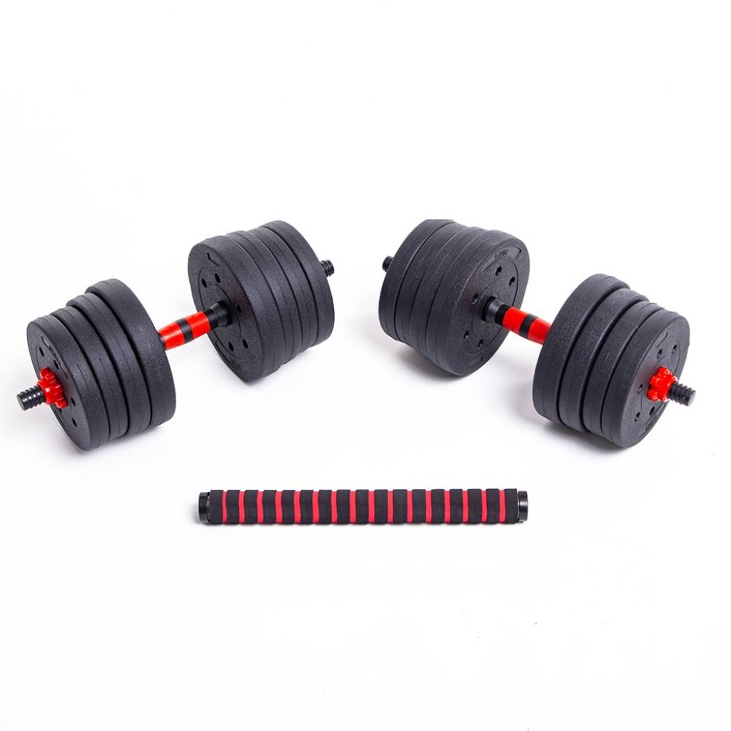 Set De 2 Mancuernas + Barra 3 En 1 + 20 Kg En Pesas Randers