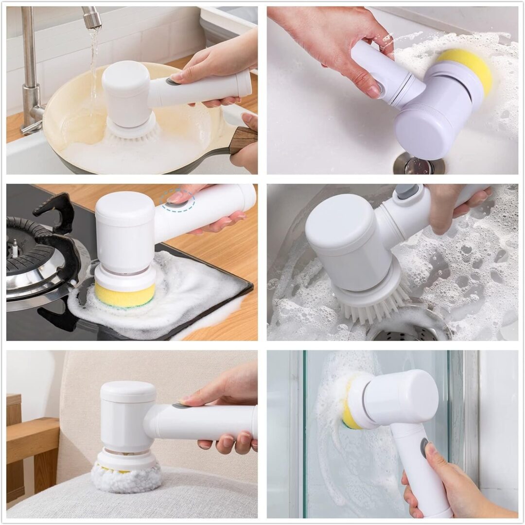 CEPILLO DE LIMPIEZA MULTIFUNCIONAL RECARGABLE + 5 ACCESORIOS - Imagen 3