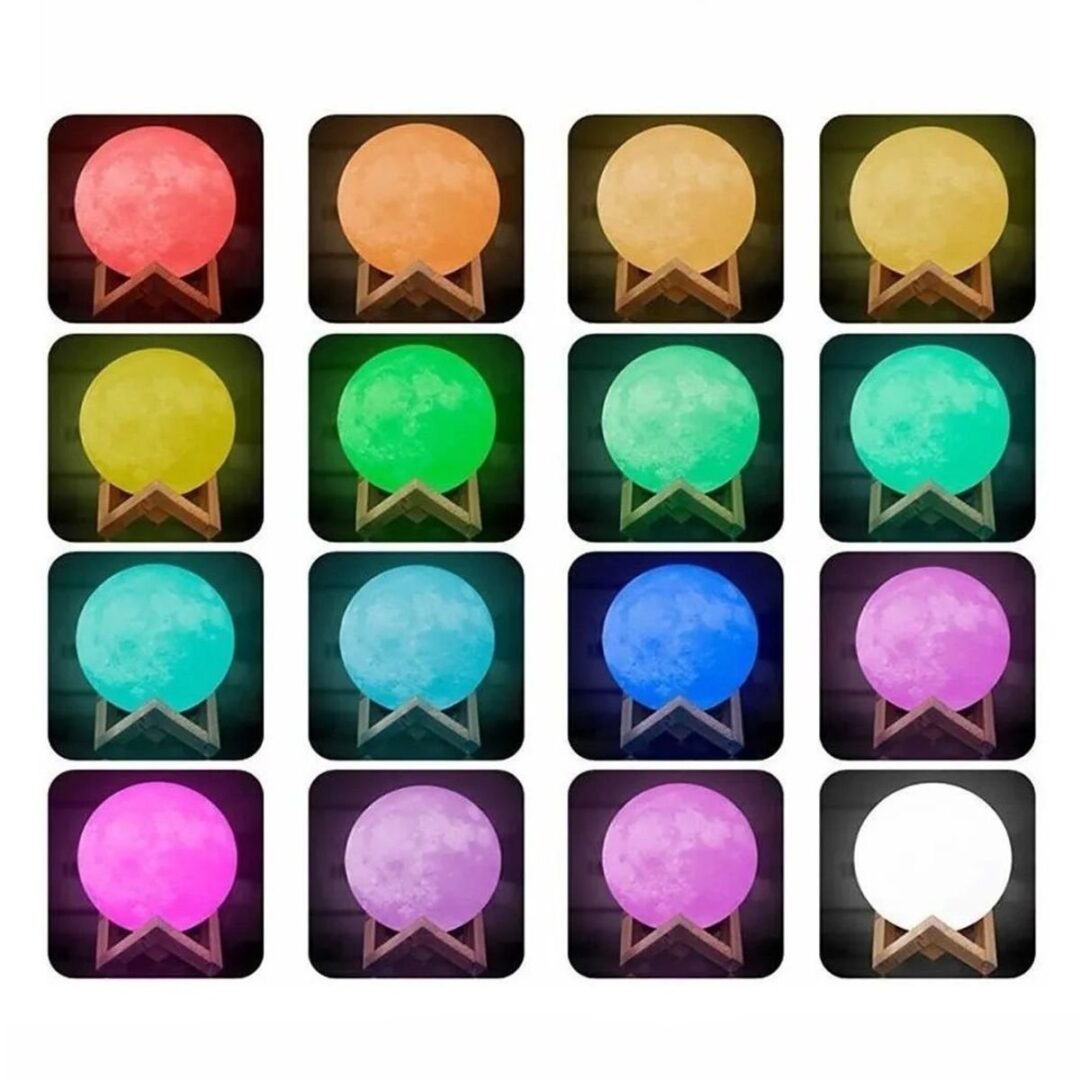LAMPARA VELADORA RGB LUNA BASE MADERA 15CM DIAMETRO - Imagen 3