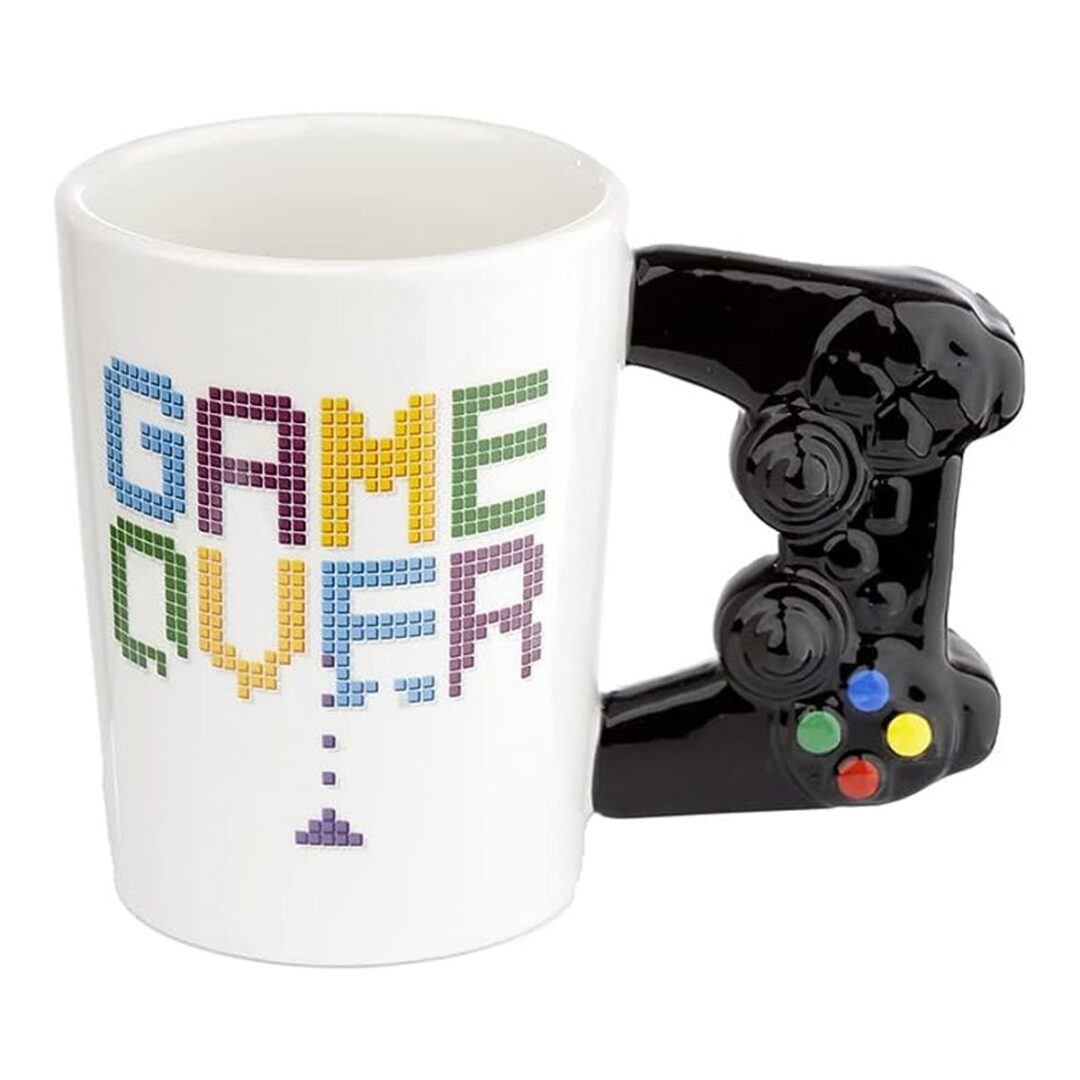 TAZA CERAMICA GAME OVER AGARRE TIPO JOYSTICK