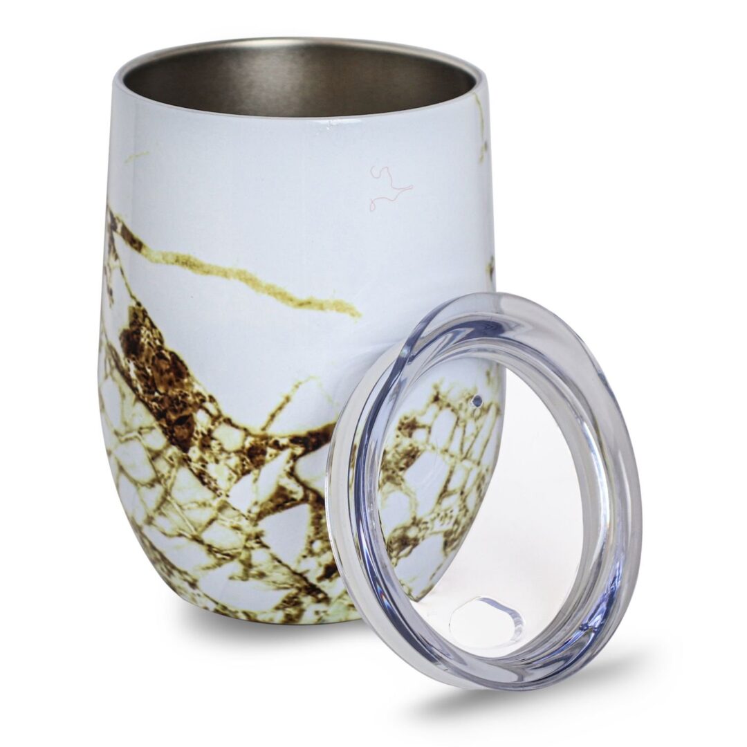 MATE SIMIL MARMOL BLANCO GRIS C/TAPA 320ML