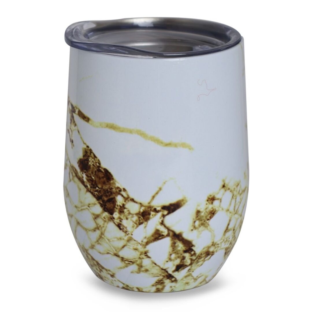 MATE SIMIL MARMOL BLANCO GRIS C/TAPA 320ML - Imagen 3