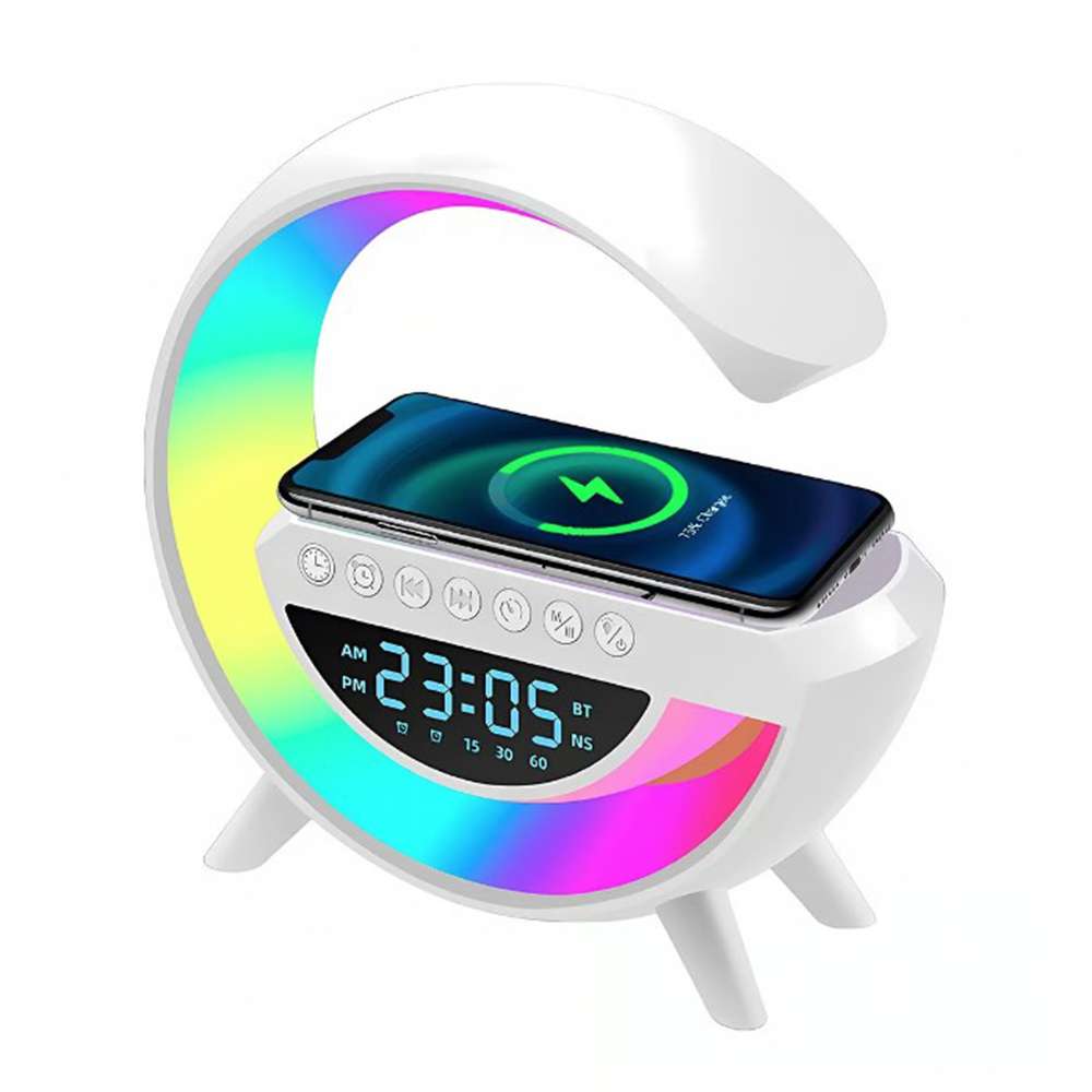 Lámpara Parlante Veladora Despertador Con Cargador Inalámbrico Qi Bluetooth