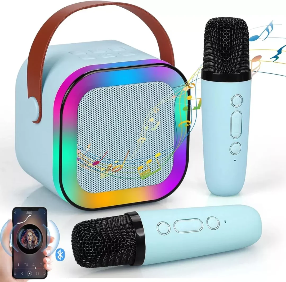 Parlante Altavoz de Karaoke 2 Micrófonos RGB (colores)