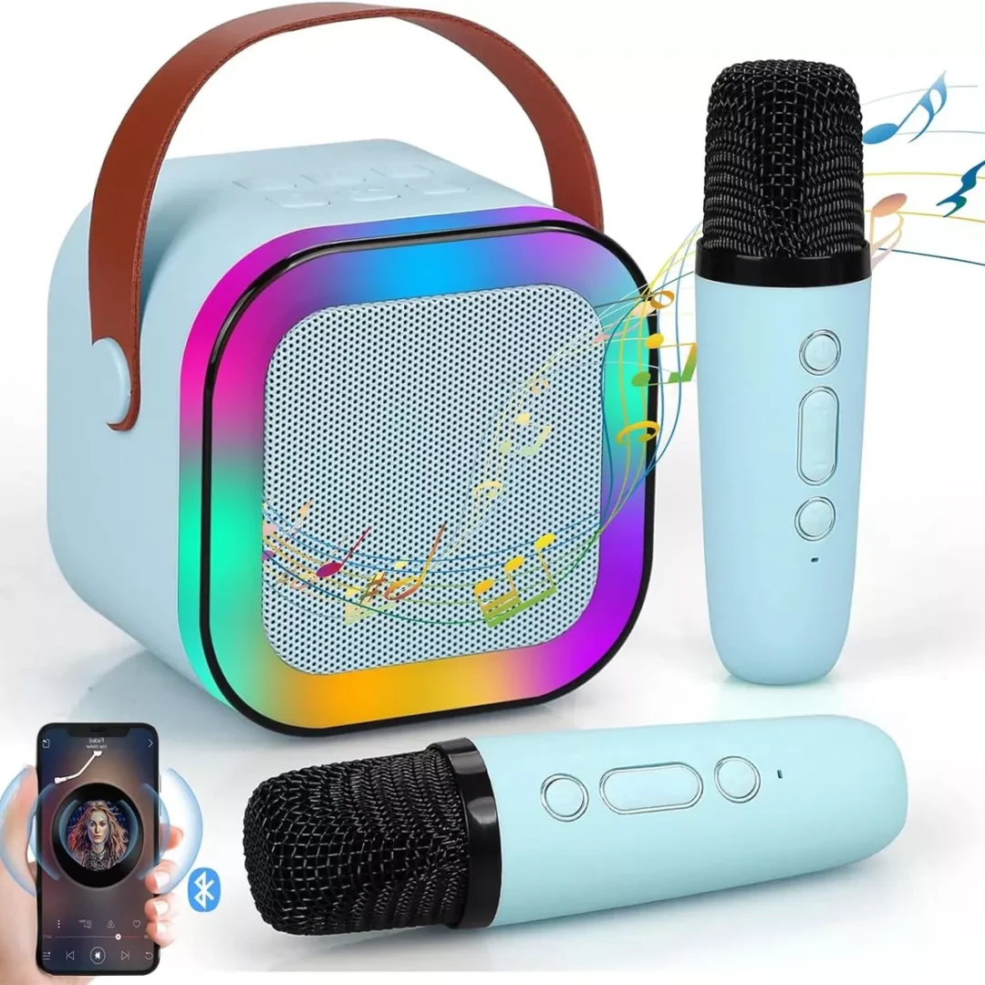 Parlante Altavoz de Karaoke 2 Micrófonos RGB (colores)