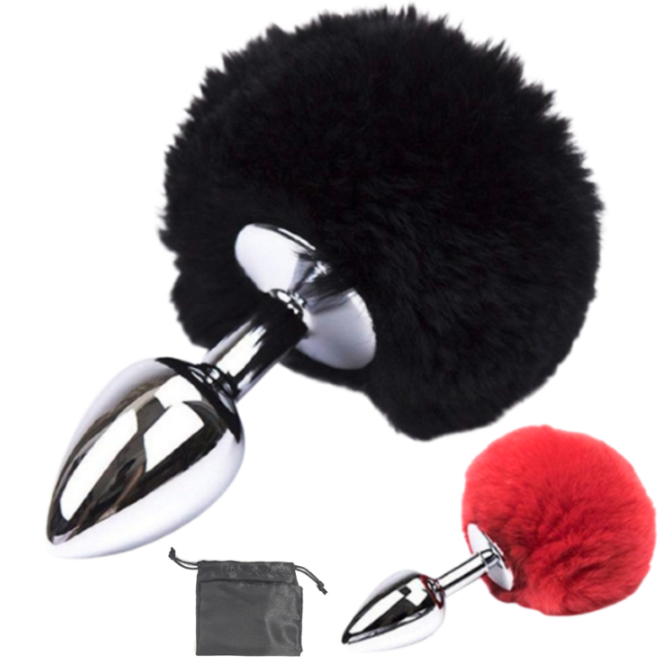 Plug Anal Con Pompom 7cm / Con Bolsito Negro