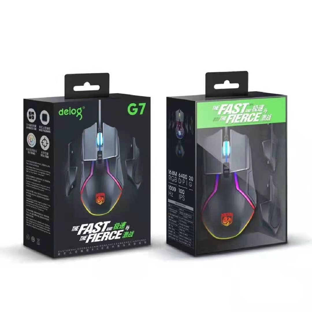 MOUSE USB DEIOG G7: GAMER MOUSE CON LUCES LED Y HASTA 6400DPI