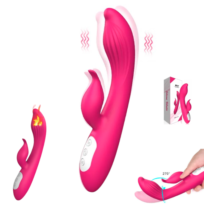 Vibrador Estimulador De Clítoris 2 En 1 / Efecto calor / Con Bolsito / Recargable