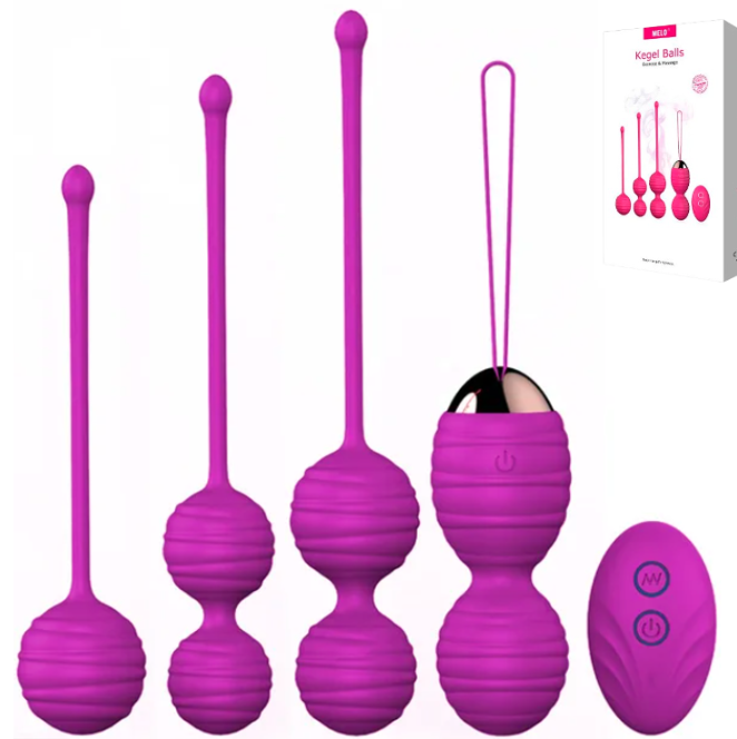 Set 4 Bolas Kegel Con Control / Vibrador / Recargable