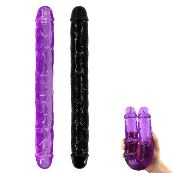 Consolador Dildo Pene Doble Flexible / 23.5cm x 2.5cm Negro