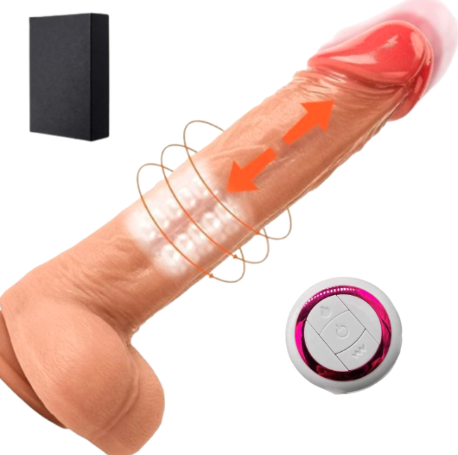 Vibrador Consolador Dildo Pene Realista Con Escroto Y Ventosa, 3 Funciones Con Control 22cm x 3.8cm