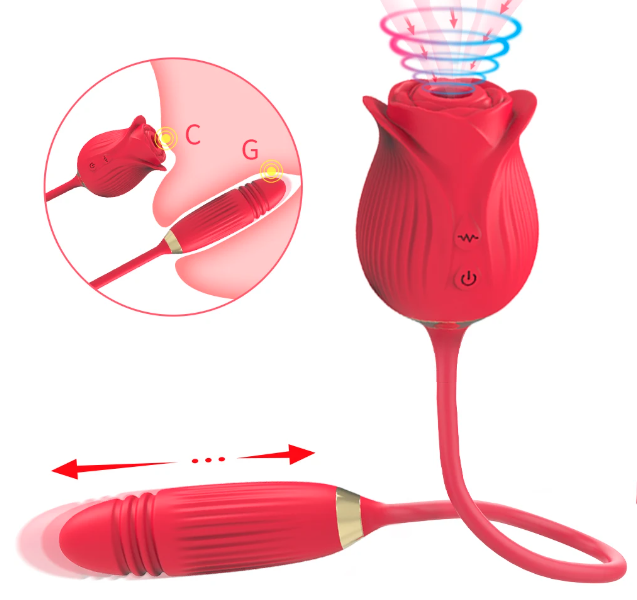Rosa Vibrador / Succionador De Clítoris 2 En 1 Con Bolsito / Recargable