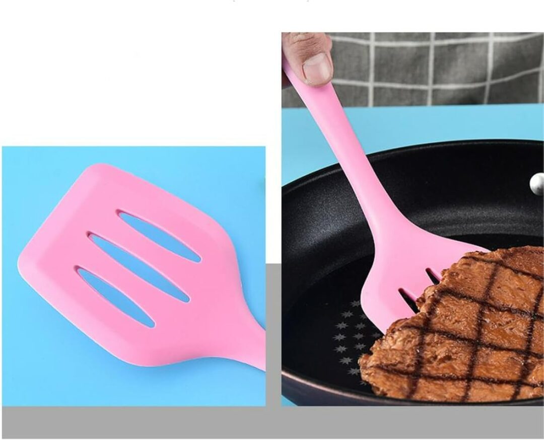 Kit 5 Piezas Utensilios De Cocina De Silicona Rosado |rt® - Imagen 5