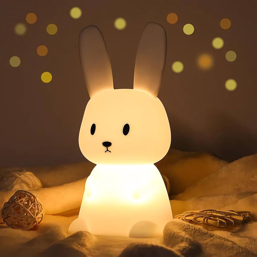 Lampara Veladora Tipo Conejo De Goma Inálambrica 7 Colores Niños