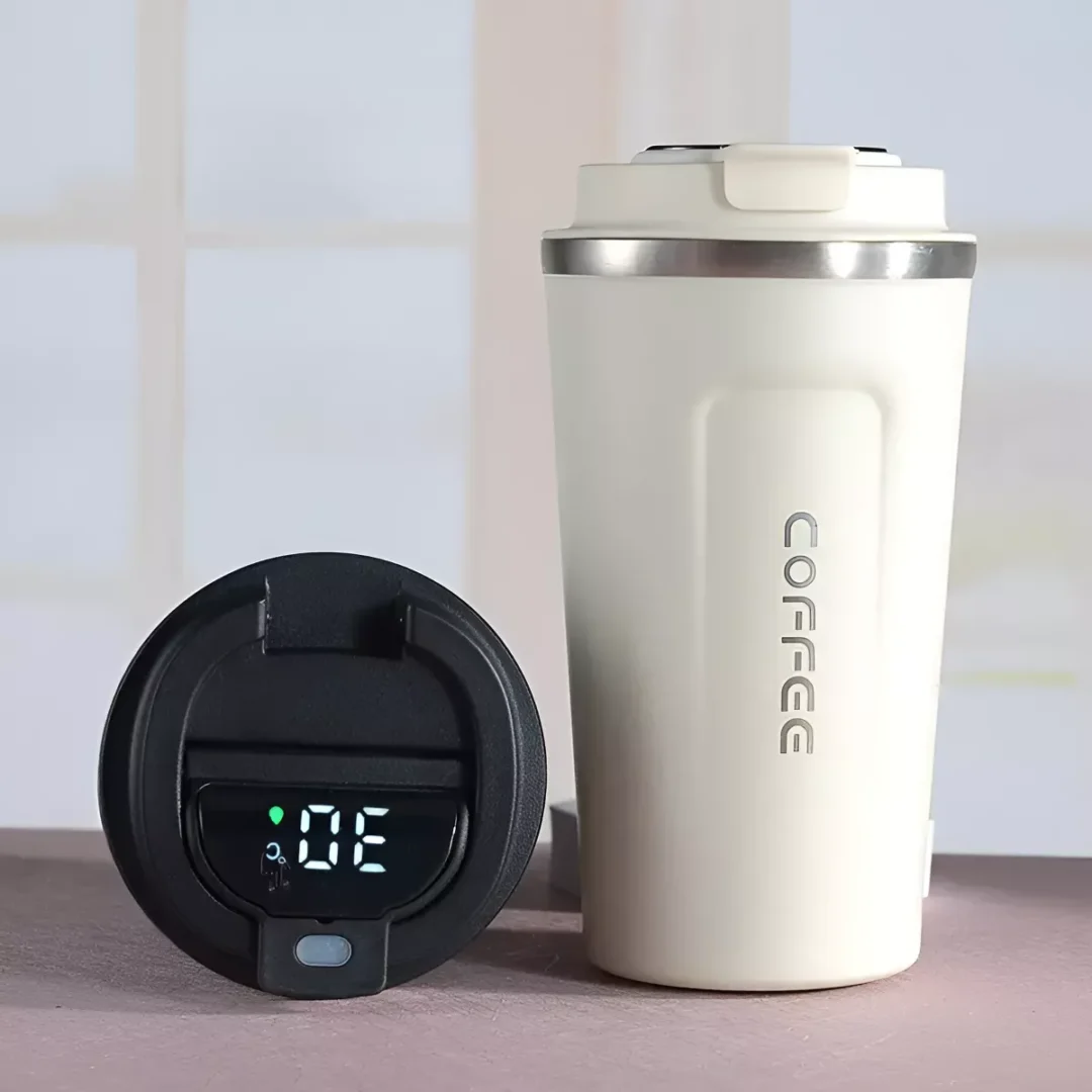 Vaso Térmico Frio y Calor Con Pantalla y Sensor de Temperatura Blanco