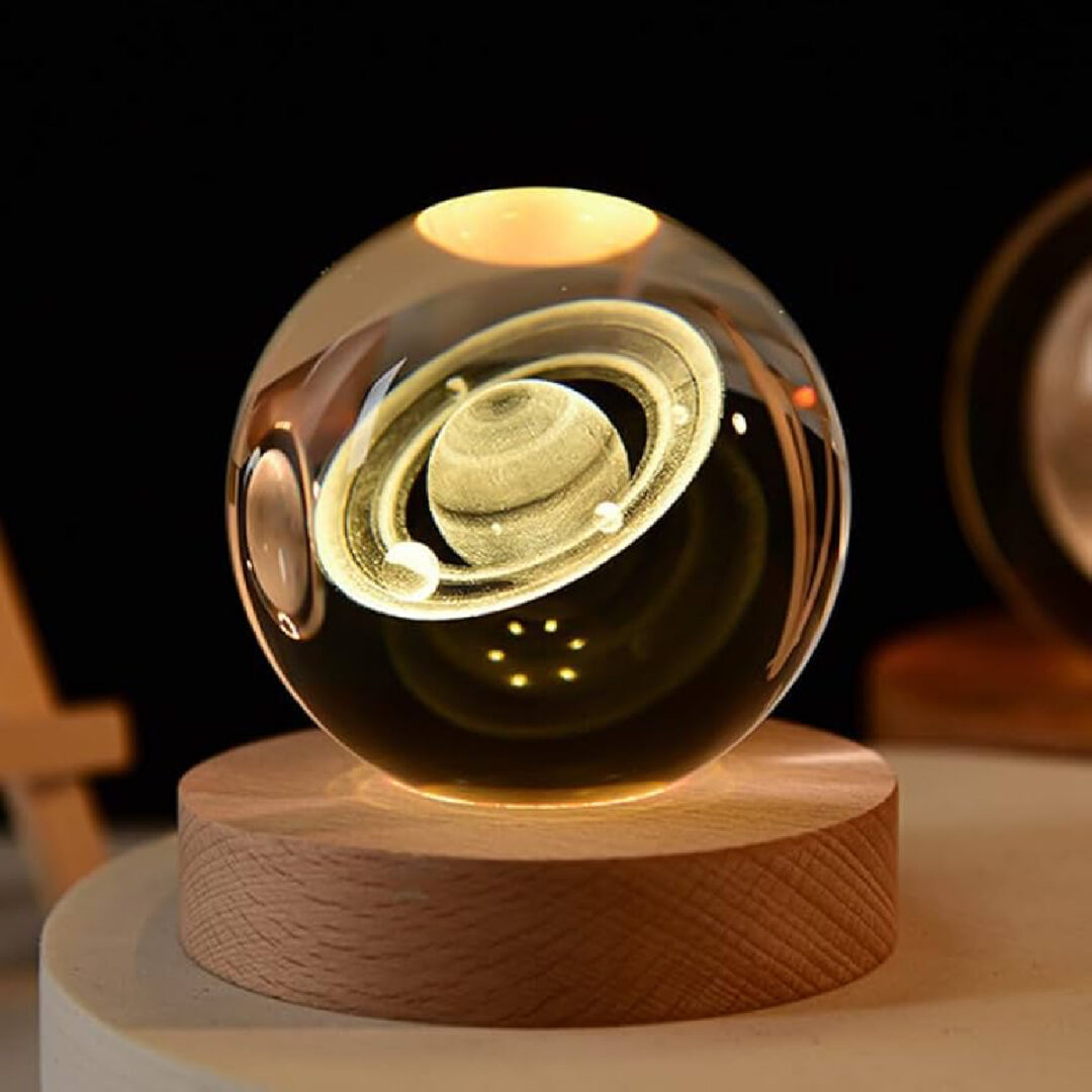 Veladora Bola de Cristal Base de Madera Modelo Saturno - Imagen 8