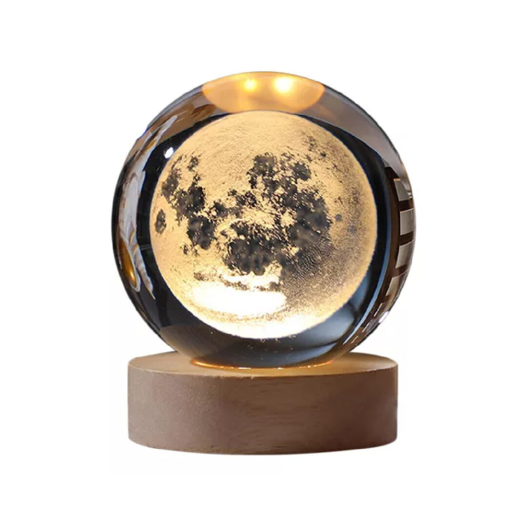 Veladora Bola de Cristal Base de Madera Modelo Luna - Imagen 4