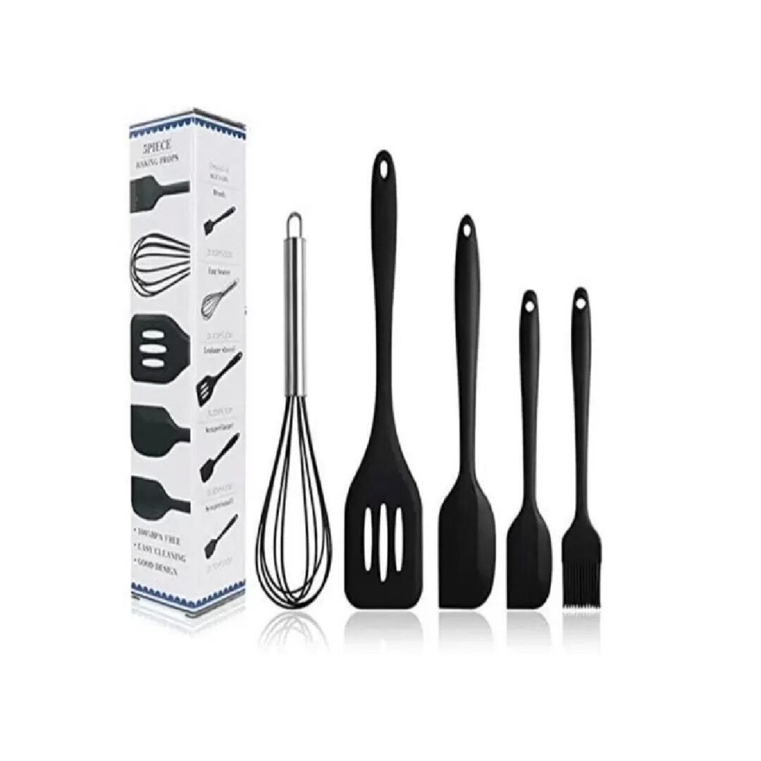 Kit 5 Piezas Utensilios De Cocina De Silicona Negro |rt® - Imagen 7