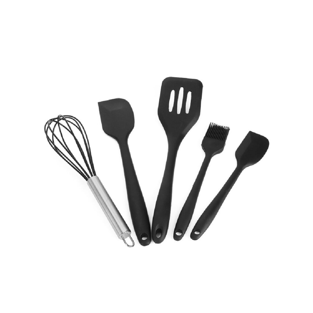 Kit 5 Piezas Utensilios De Cocina De Silicona Negro |rt® - Imagen 6
