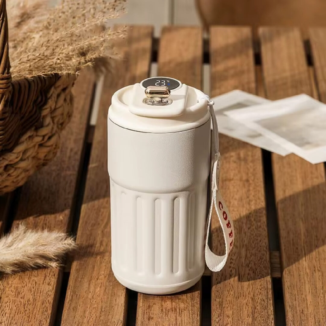 Vaso Térmico Coffee Mug 450 mL Con Pantalla Temperatura Blanco
