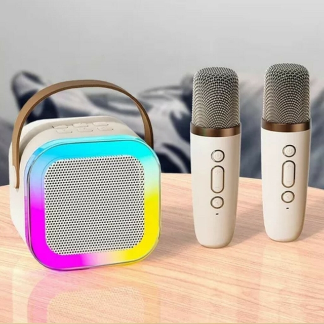 Parlante De Karaoke Para Niños K12 + 2 Micrófonos Inalámbricos
